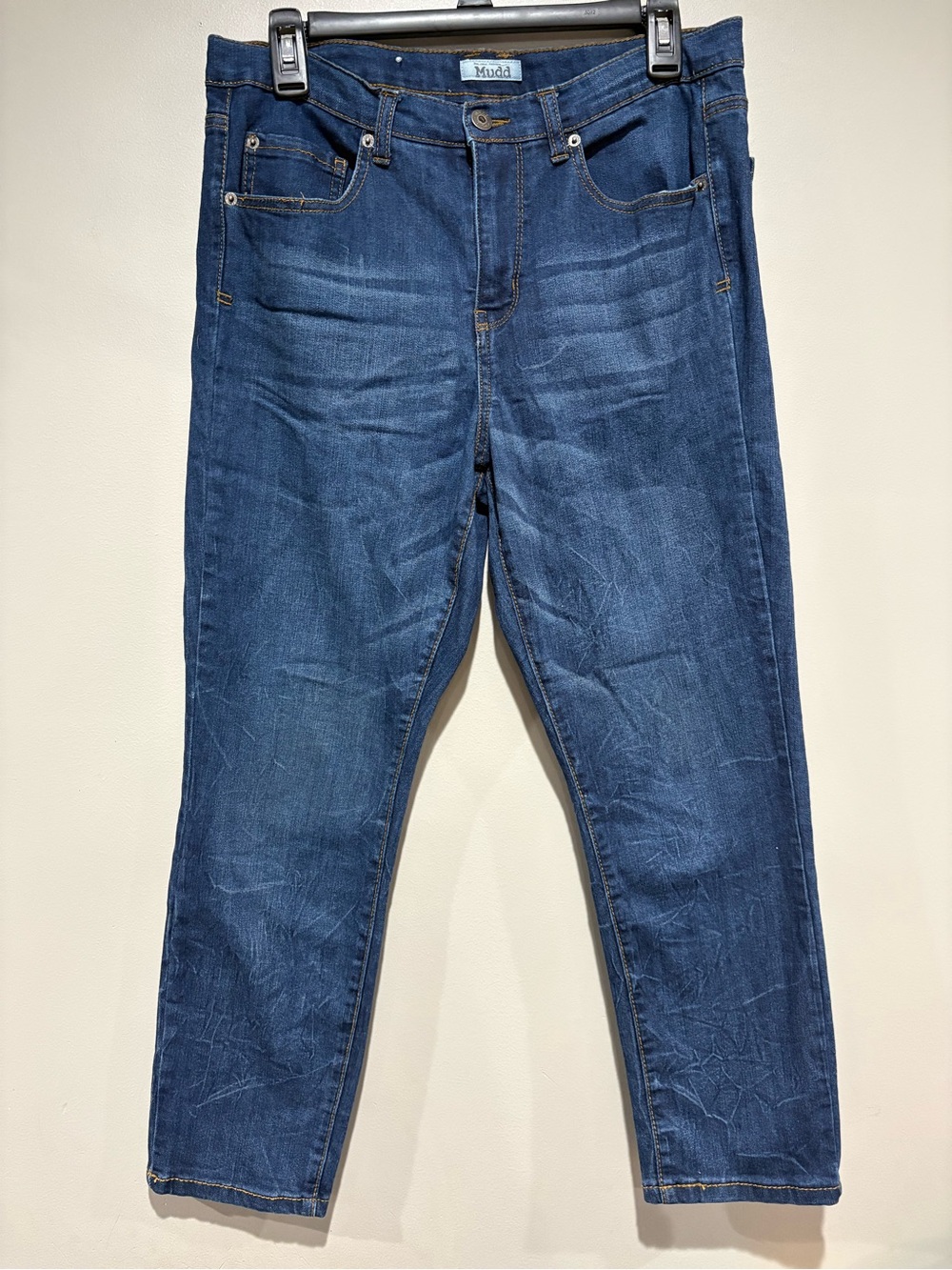 ⁠Mudd Juniors Size 13 Medium Wash Ankle Skinny Jeans Embroidered Back Pocket⁠